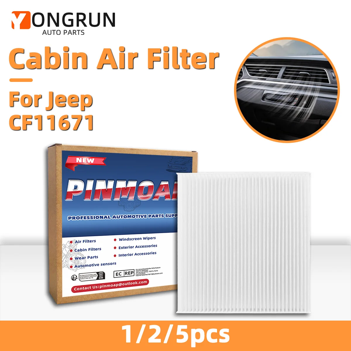 Innenraumluftfilter CF11671 passend für Jeep Wagoneer, Mazda 6, CX-7, RAM 1500, 2500, 3500, 4500, EG21-61-P11, 68318365AA, XC35643, AQ1138 – Detail 1