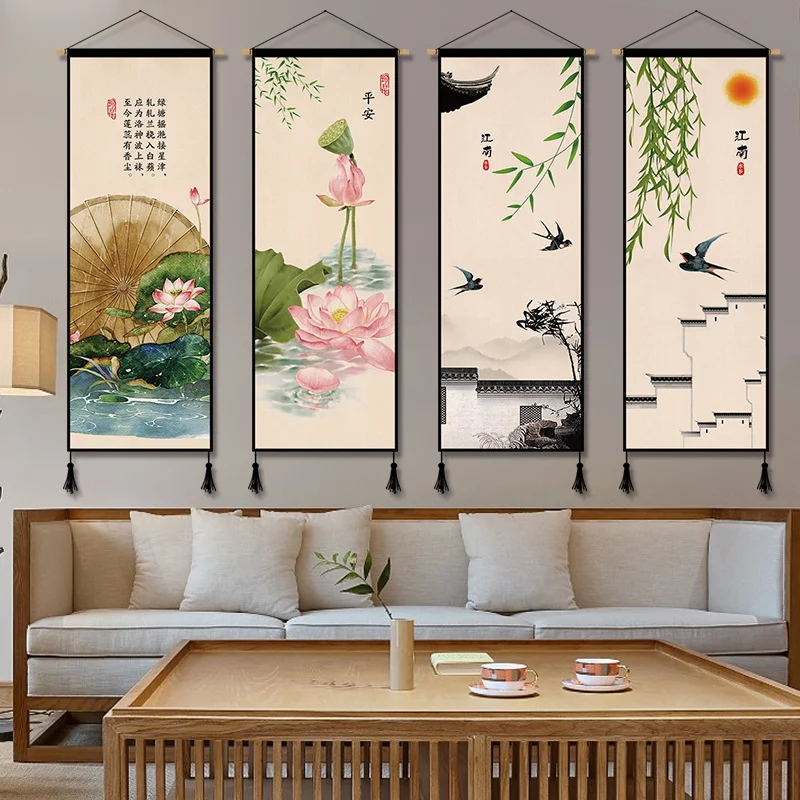 Mysterious Eastern Literature Ancient Rhyme Hanging Painting Ancient Chinese Literati Decorative Living Study Tea Room Tapestry