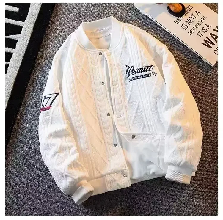 Autumn Men\'s Standing Collar Baggy Jacket Sweatshirt Korean Fashion Harajuku Winter Baseball Uniform Coat Y2k Japan Streetwear