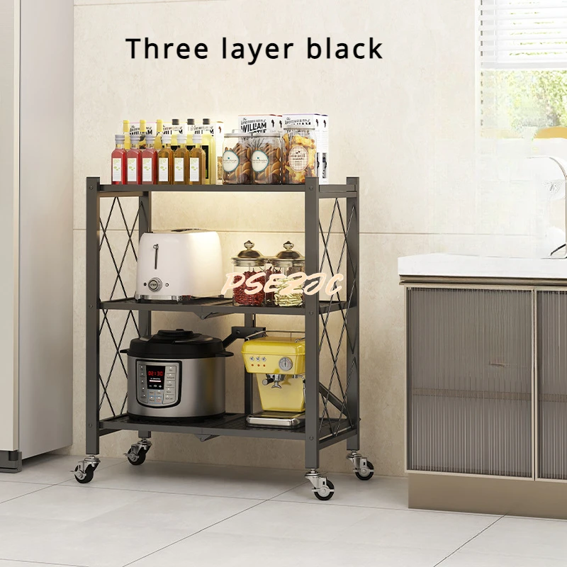 Floor To Floor Multi Story Kitchen Storage Rack Household Movable Wheeled Storage and Folding Storage Rack