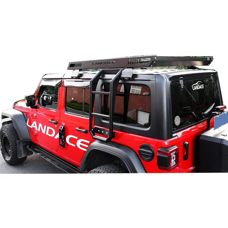 Custom Black Powder Coating Jeep Wrangler JL Roof Rack Platform with side ladder