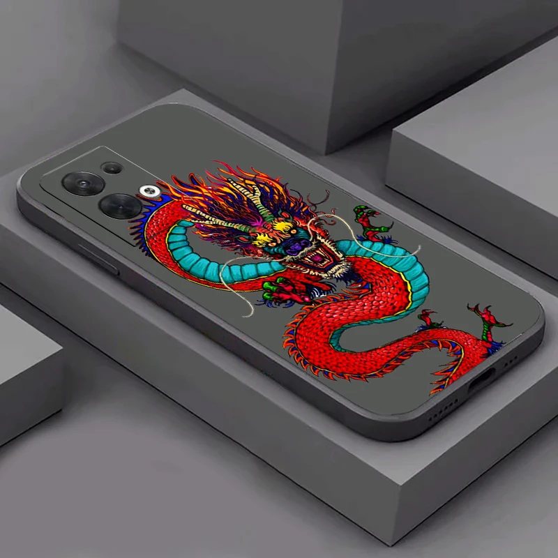 Chinese Divine Dragon Phone Case For OPPO A97 A94 A93 A92 A91 A74 A55 A54 5G A16 A16S Liquid Silicone Back Coque