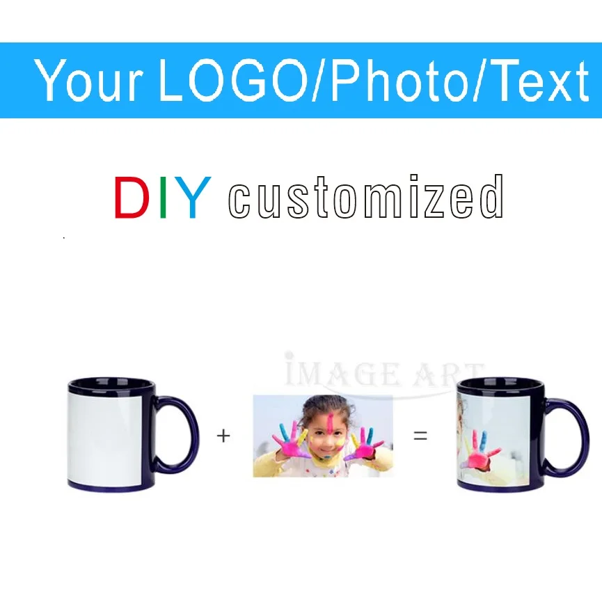 11OZ Black Mug Custom Diy Text Photo Picture Logo Ceramic Water Cup Coffee Milk Personalized Gift Friends Relatives and Lovers