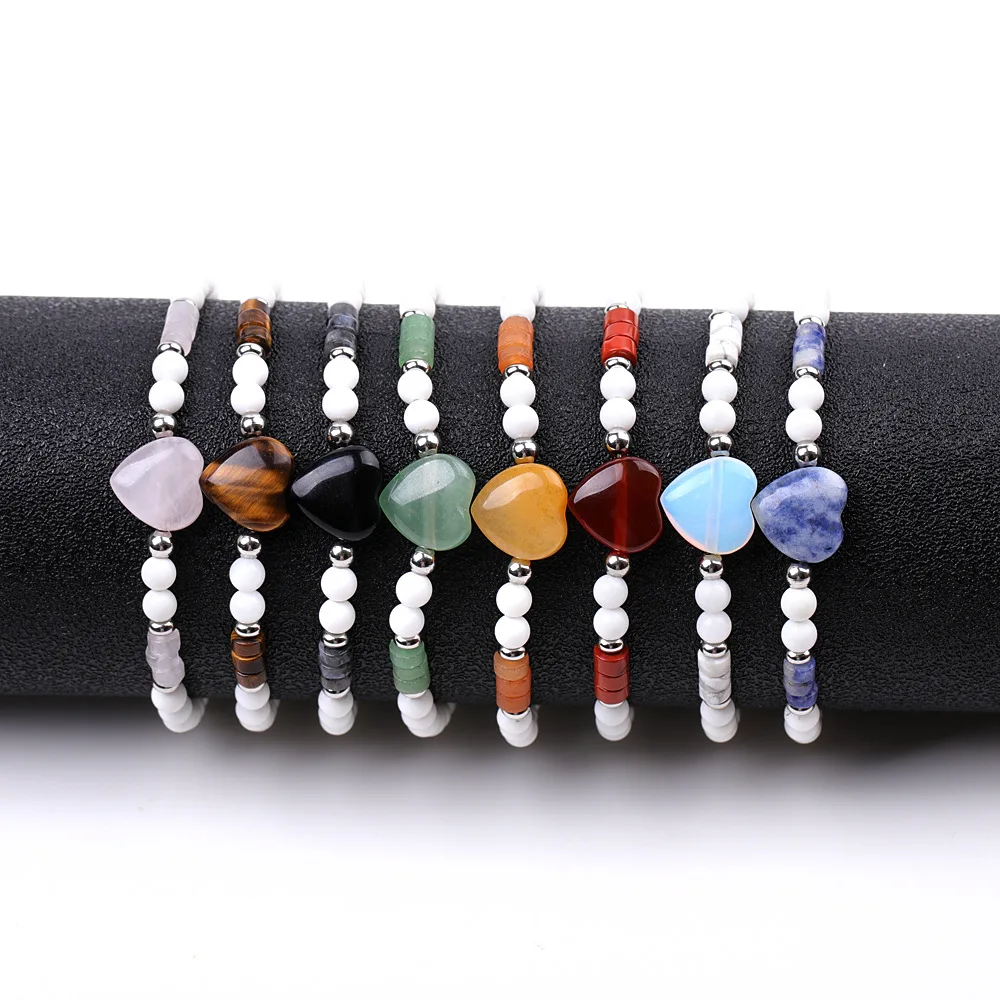 Bracelet à breloques en pierre naturelle Chakra Healing Energy pour femme, perles blanches, brin de navire Chia, 4mm, 10 pièces