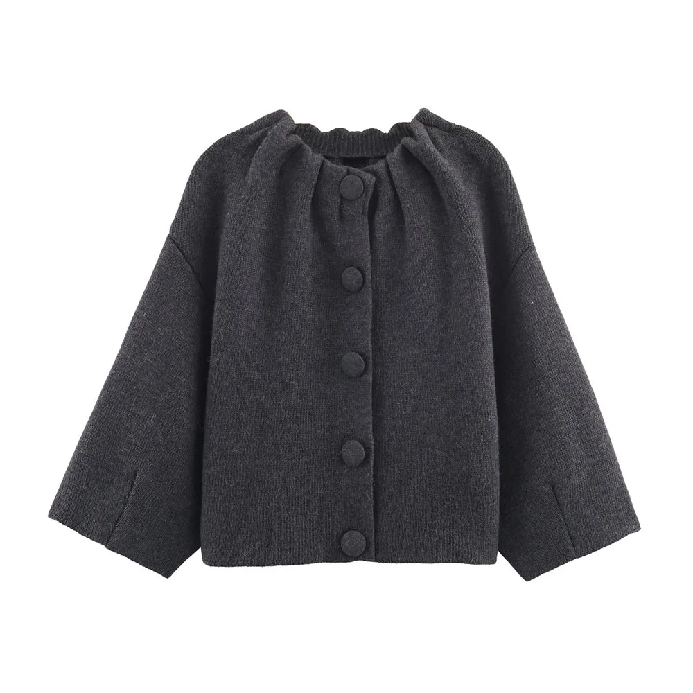 

Autumn new women's fashion blend pleated collar pilot jacket jacket