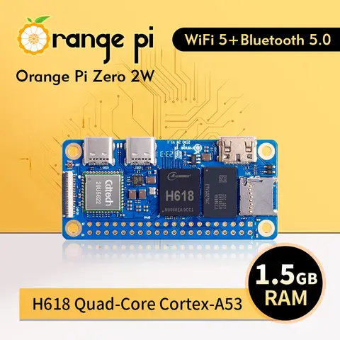 Orange Pi Zero 2 W 1.5GB RAM DDR4 Mini PC Allwinner H618 Orange Pi Zero 2W WiFi Bluetooth SBC Single Board Computer Zero2W