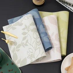 6PC Woven Jacquard Flower Placemats Washable Durable PVC Table Mats Pads Non-Slip Place Mats for Dinner Table Kitchen Home