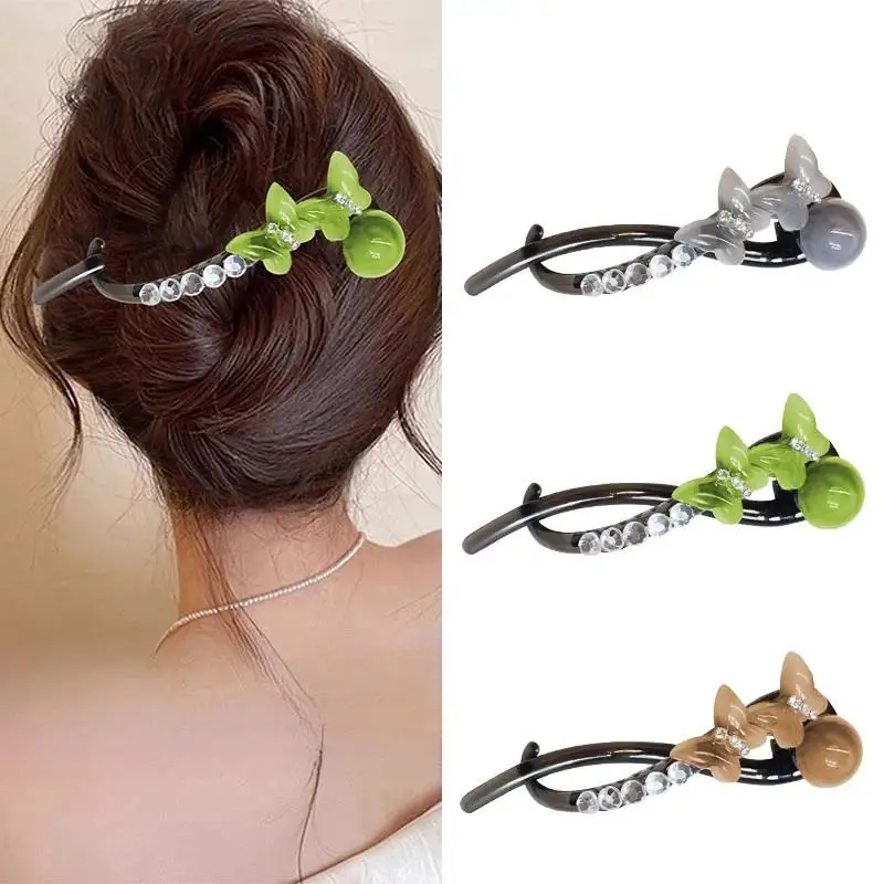 Hochwertige Haarspange mit künstlichen Diamanten in Schmetterlingsform, geeignet für den Alltag und Hochsteckfrisuren am Hinterkopf. – Detail 1