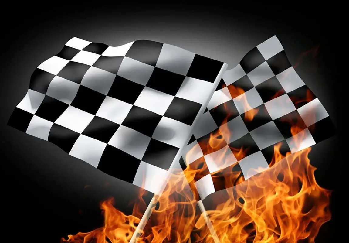 Racing Car Theme Backdrop Crossed Checkered Flags Fire Flames Photography Background Boys Birthday Party Decorations Banner Kids