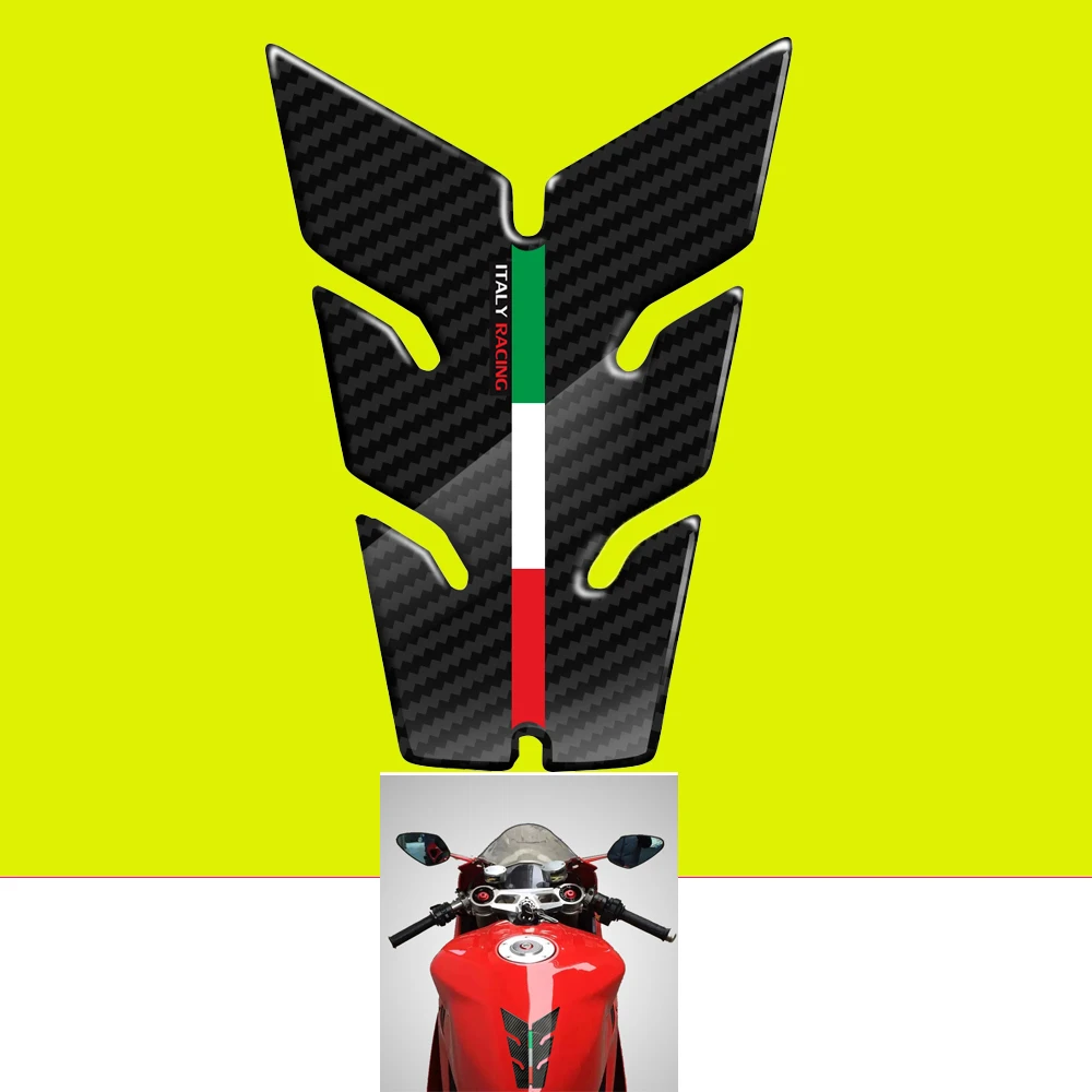 

3D Carbon-look Motorcycle Tank Pad Protector Italy Racing Small Tankpad Case for Aprilia Ducati Panigale Benelli Etc