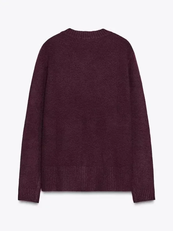 

Soft Long Sve V-Ne Knitted Sweater Basic Sle New Arrival Women's Faion Loose Fit Autumn Season Pure Color Casual Wear