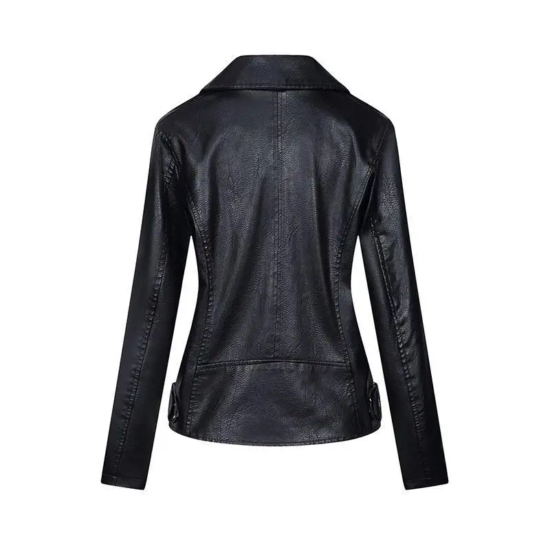 Veste coupe-vent en PU pour femme, vêtement d'extérieur Slim, noir, grande taille 3XL, pour moto, nouvelle collection hiver 2023