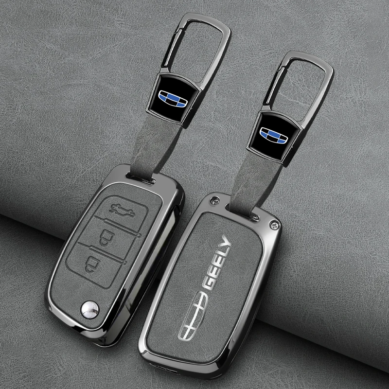For Geely EC7 EC8 GC6 GX3 EC715 EC718 Emgrand7 EU7 EC7-RV EC718-RV Key Case Zinc Alloy Leather Car Remote Key Fob