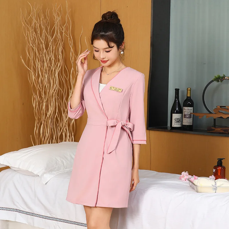 Woman Work Clothes Suit Hotel Waiter Beauty Salon Spa Massage Nail Cafe Sexy Foot Bath Sauna Technician Overall Skirt Uniform