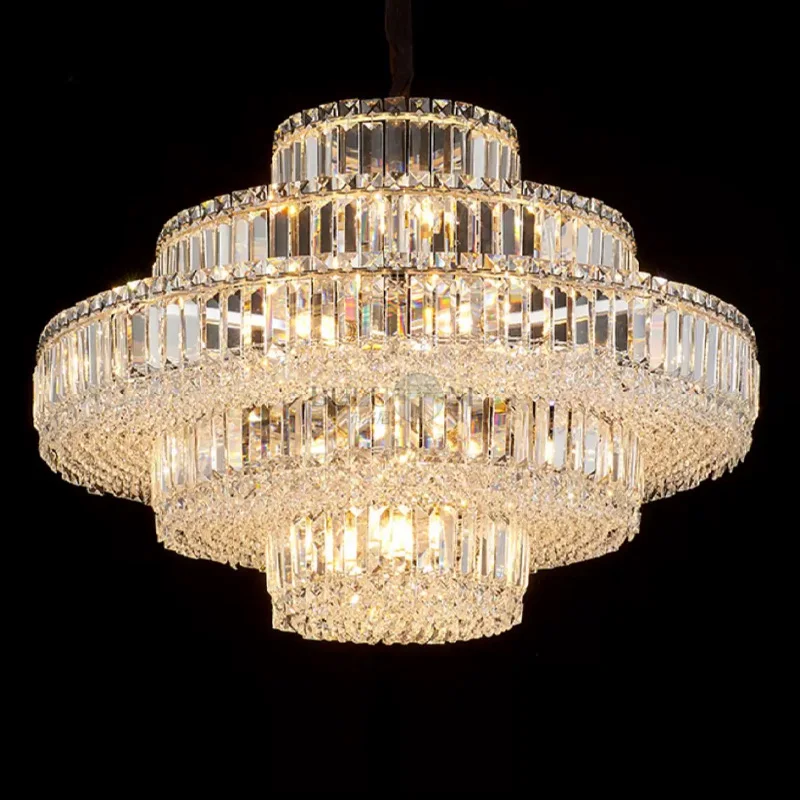 

American LED light luxury crystal chandelier with metal lustre Suitable for living room, hotel ceiling decoration, dimmable