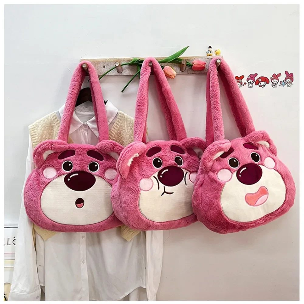 Cute Lotso Cartoon Plush Shopping Shoulder Bag Fashion Personality Comfortable Feel Durable Quality High-capacity Bags for Girls