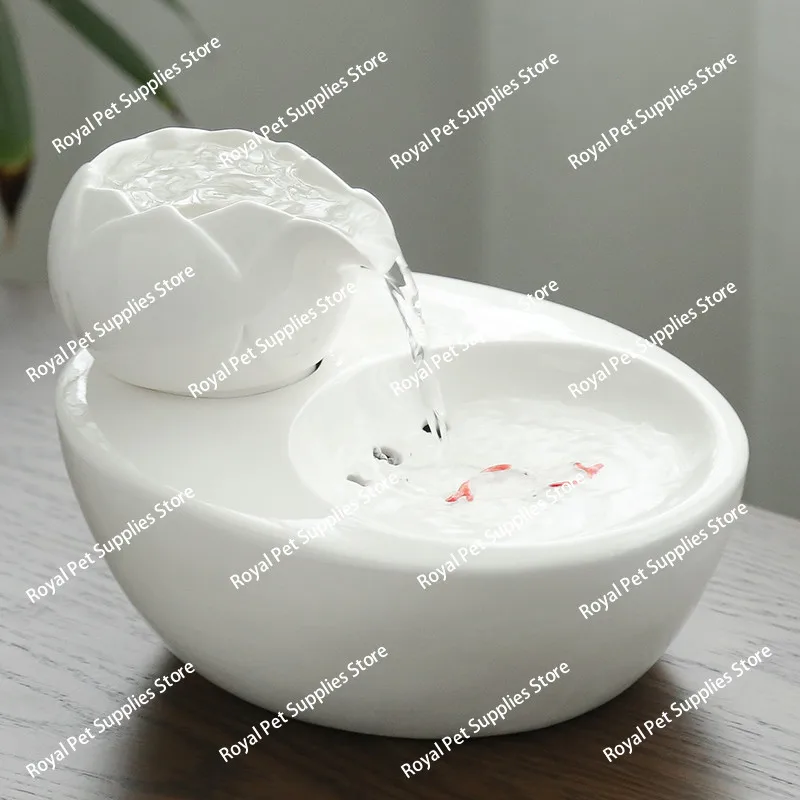 

Диспенсер для воды для кошек: керамическая автоматическая циркуляционная поилка для кошек, миска для подачи воды с автоматическим потоком, питьевая вода