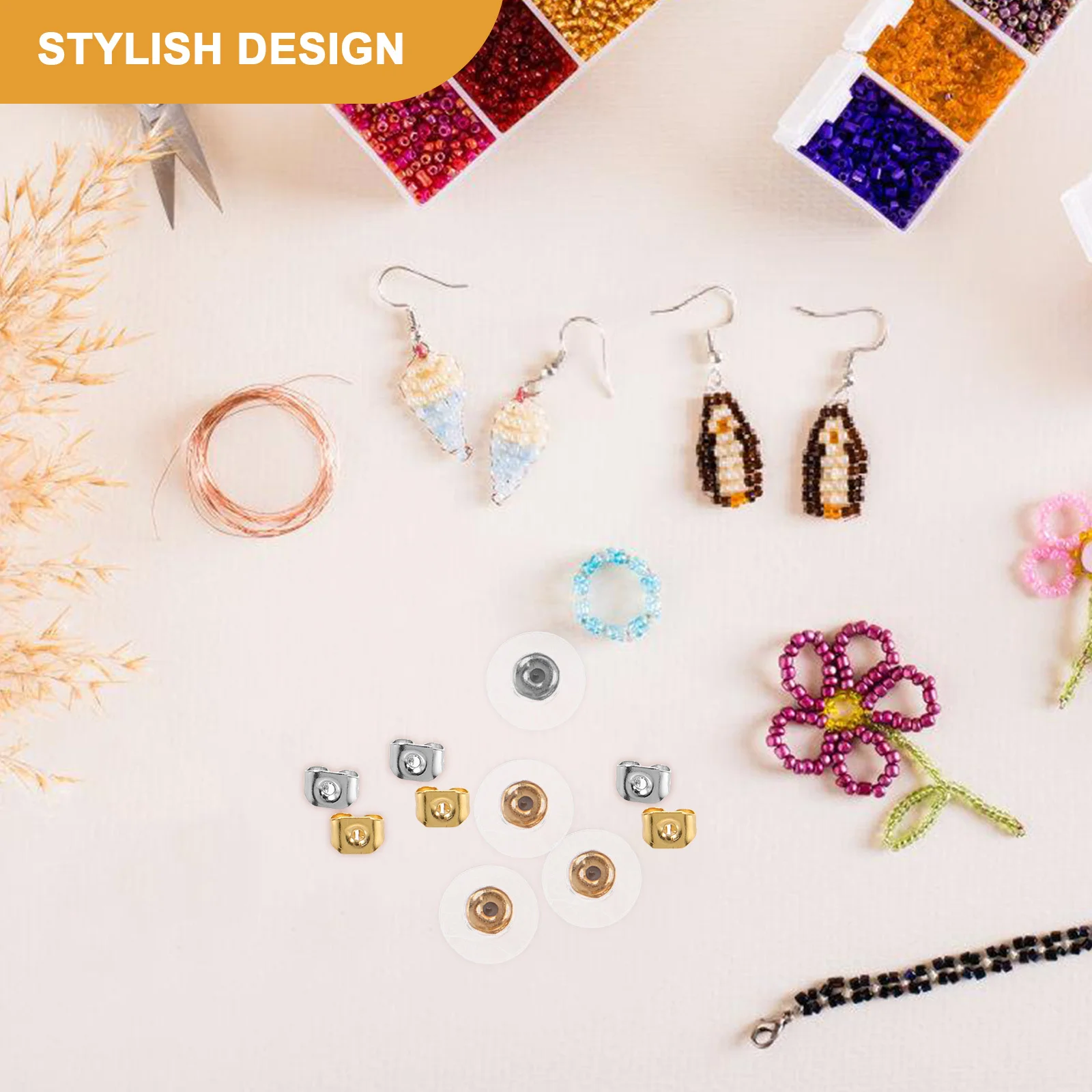 

1 set Plastic Backs For Women Locking Earring Stoppers Secure Earring Backs For Heavy Earrings Diy Jewelry Making Kit