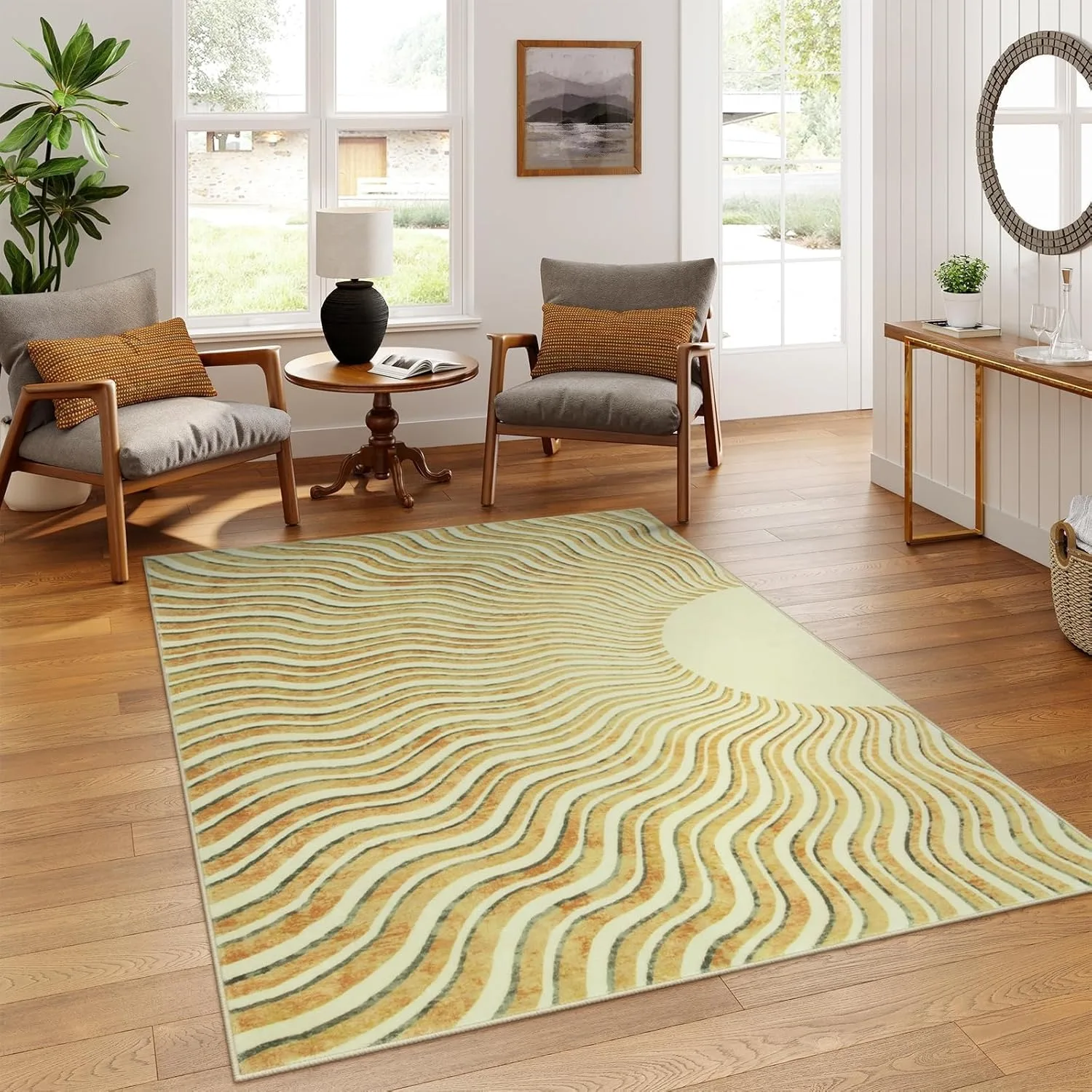 Living Room Floor Mat Bedroom Bedside Sun Pattern Large Size Carpet Imitation Cashmere Mats Machine Washable Easy To Fold Rug