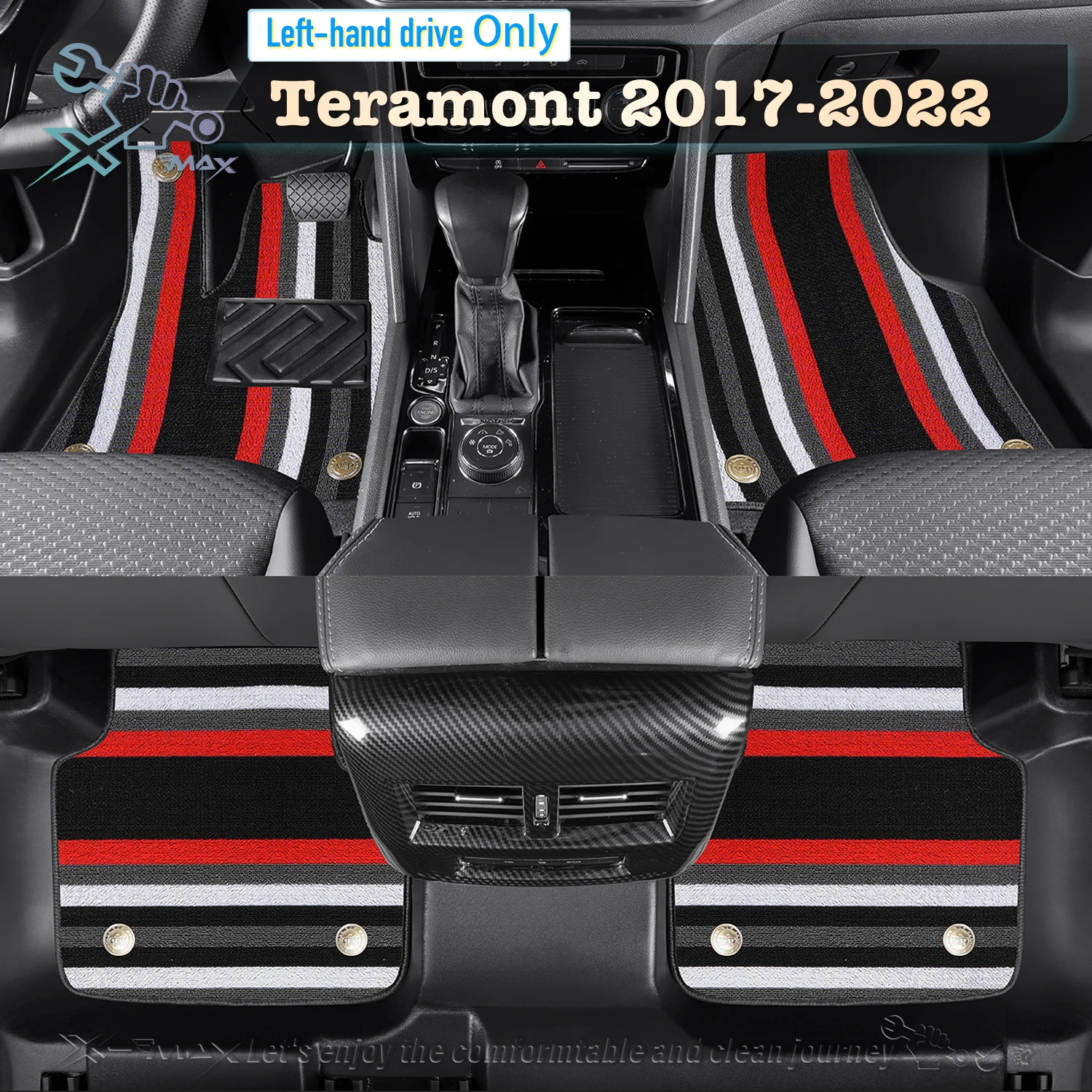 Left-hand Drive Car Floor Mat For VW Teramont X 2017-2022 Full Surround Foot Mat Automotive Floor Mat Floor Liner Water-proof