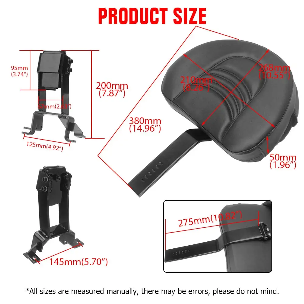 Motorcycle Driver Rider Backrest Kit Fits For Indian Chief Chieftain Roadmaster Springfield Vintage 2014-2025 Pu Leather Black