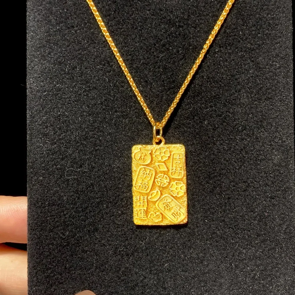 Fortune fortune pendant female small all hammer pattern fortune tag 9999gold