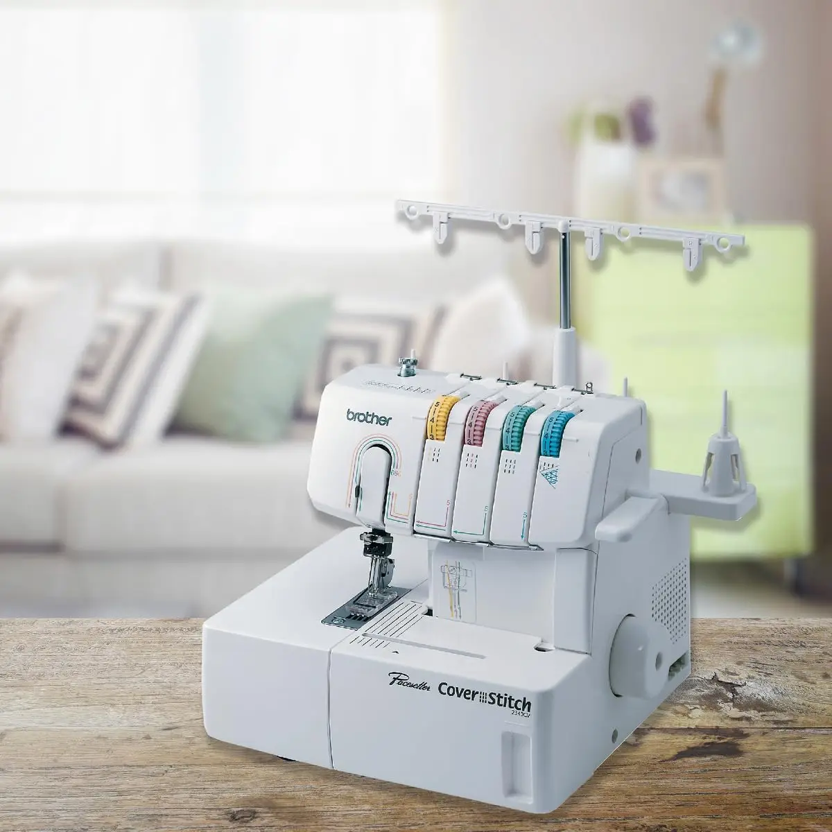 Coverstitch Serger 2340CV Sturdy Metal Frame 1,100 Stitches Per Minute Trim Trap Included Snap-on Presser Feet