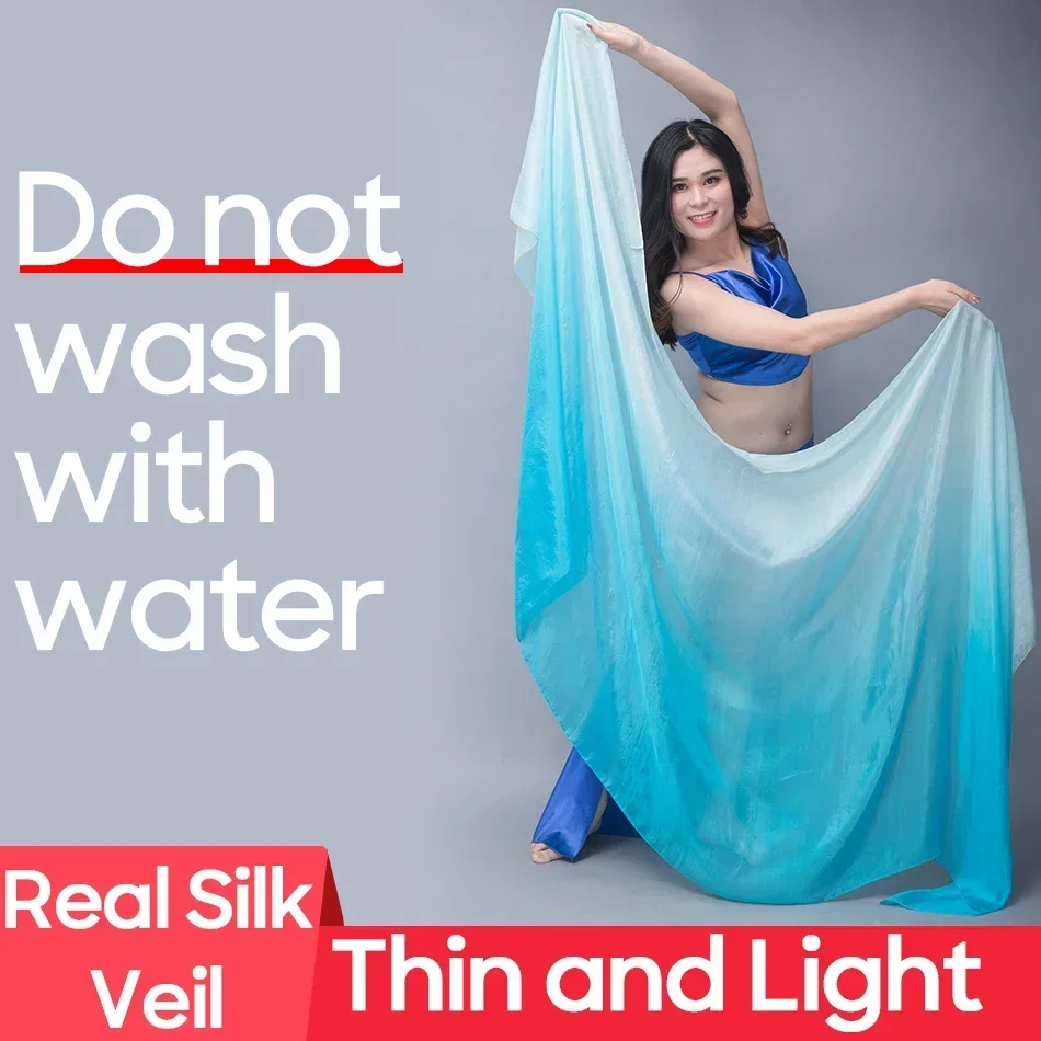 Belly Dance Acccessories Silk Veil Scarf 100% Real Silk Thin Light Not Wash With Water For Stage Performance Personal Practice