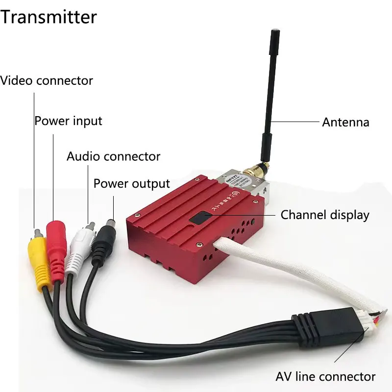 1.2G 8W High Power Wireless Analog Transmitter 12CH Receiver Audio Video Transmission System for RC Models Enhancement Booste