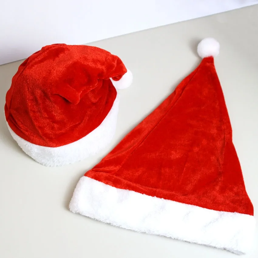 

Christmas gift plush hat for adults and children; Santa Claus red knitted woolen hat