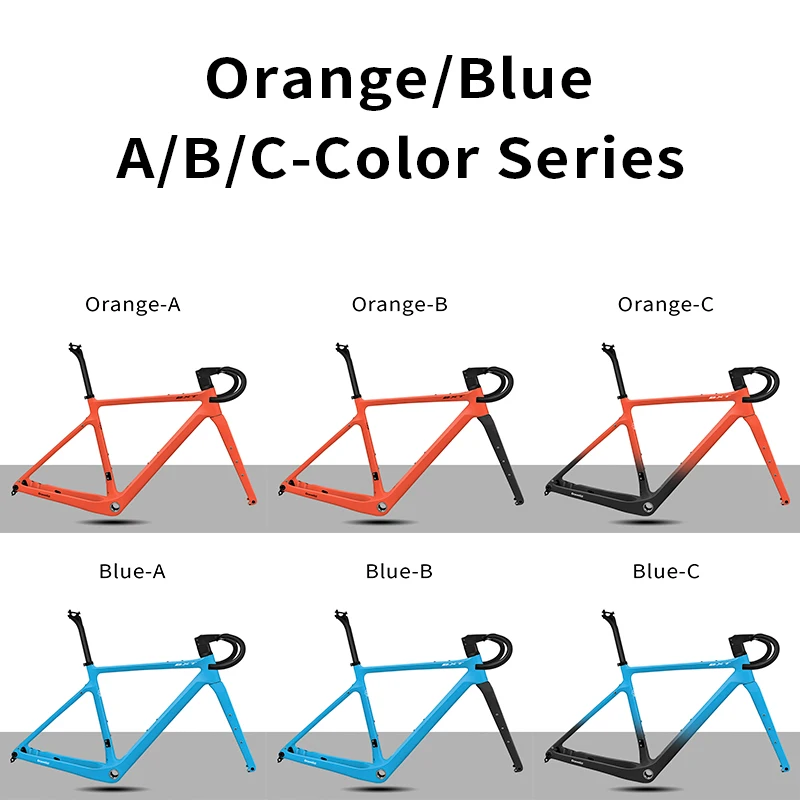 BXT carbonfiber gravelbikeframe met carbonfiber stuur en zadelpen, UDH hanger, MTB/roadbike frameset
