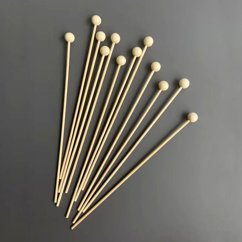 500pcs Wooden Sticks for Rock Candy Wood Stir Stick with Ball Cupcake Swizzle Sticks Drink Stirrer for Party Decoration