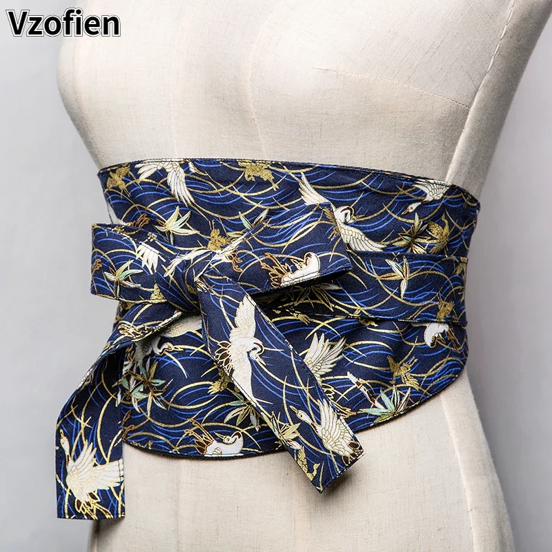 

Кимоно в японском стиле, женское кимоно, пояс с эластичной резинкой на талии, широкий пояс, платье юката, винтажный стиль, хаори Оби