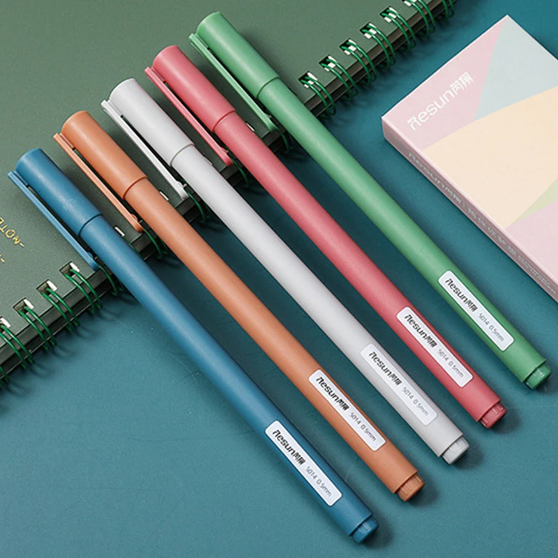

New New 5PCS Retro Colored Gel Pen Set 0.5 Mm Kawaii Fine Point Ballpoint Pens School Office Supplies Stationery