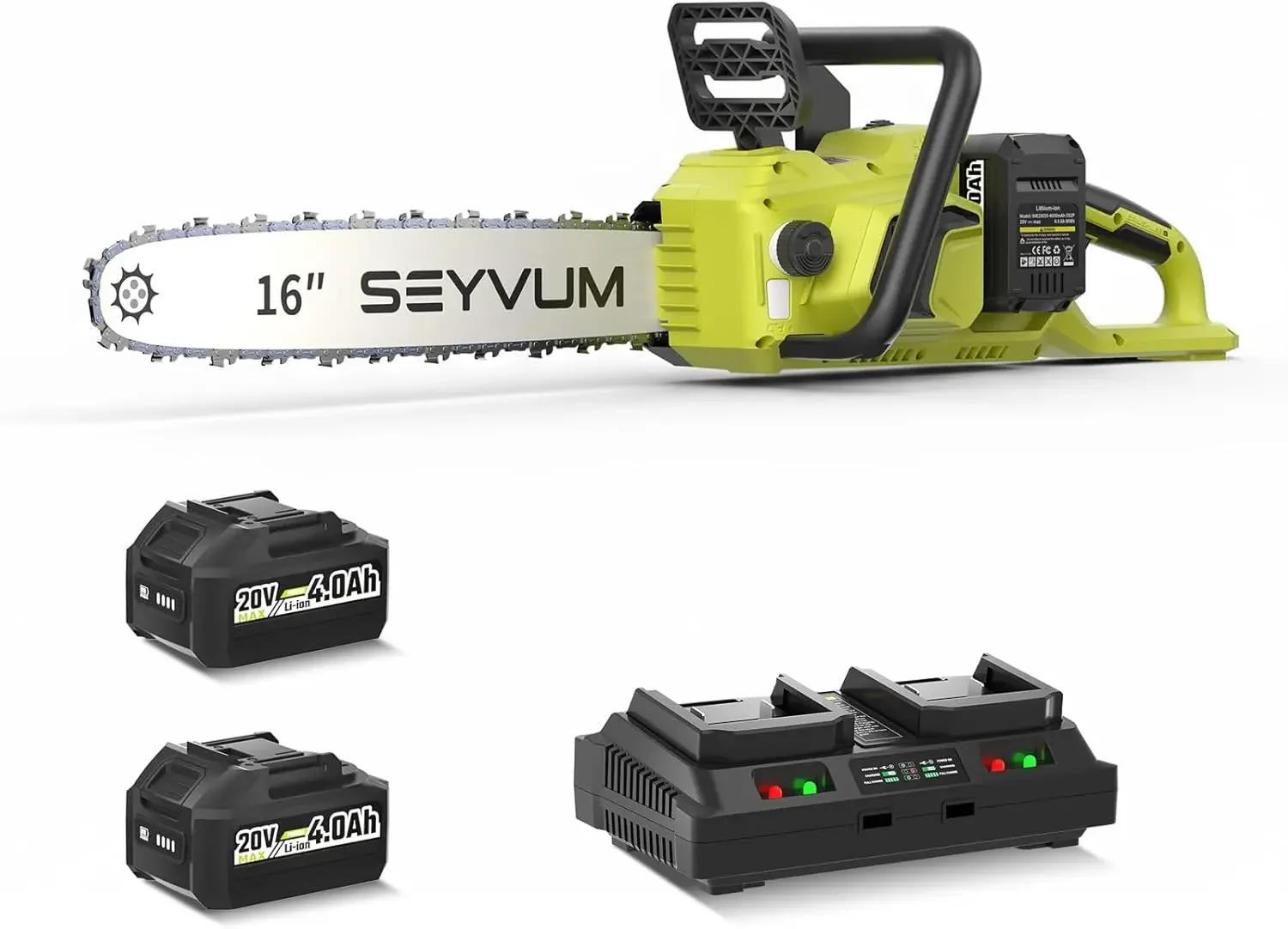 

Cordless 40V 16 Inch Chainsaw with 2 x 4.0Ah Batteries, Electric Chain Saw with Tool-free Chain Tension, Auto Oiling, Heavy-Duty