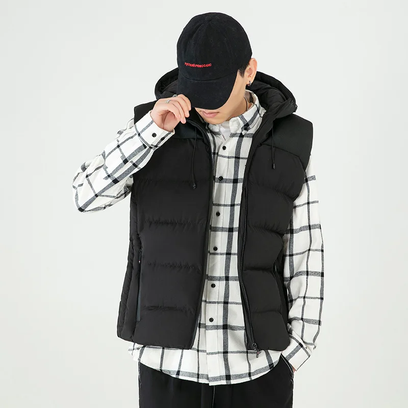 

Свободная куртка без рукавов с капюшоном, жилет с воротником-стойкой, водонепроницаемая новая верхняя одежда, модный мужской жилет, ветрозащитное зимнее повседневное пальто