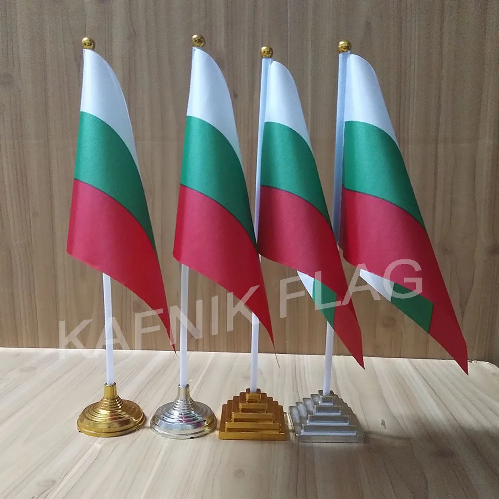 Bulgaria 14x21cm Office Desk Flag  Desktop Flag With 30cm Pole Bulgaria String Flag Home Festival Events Celebration Decorations