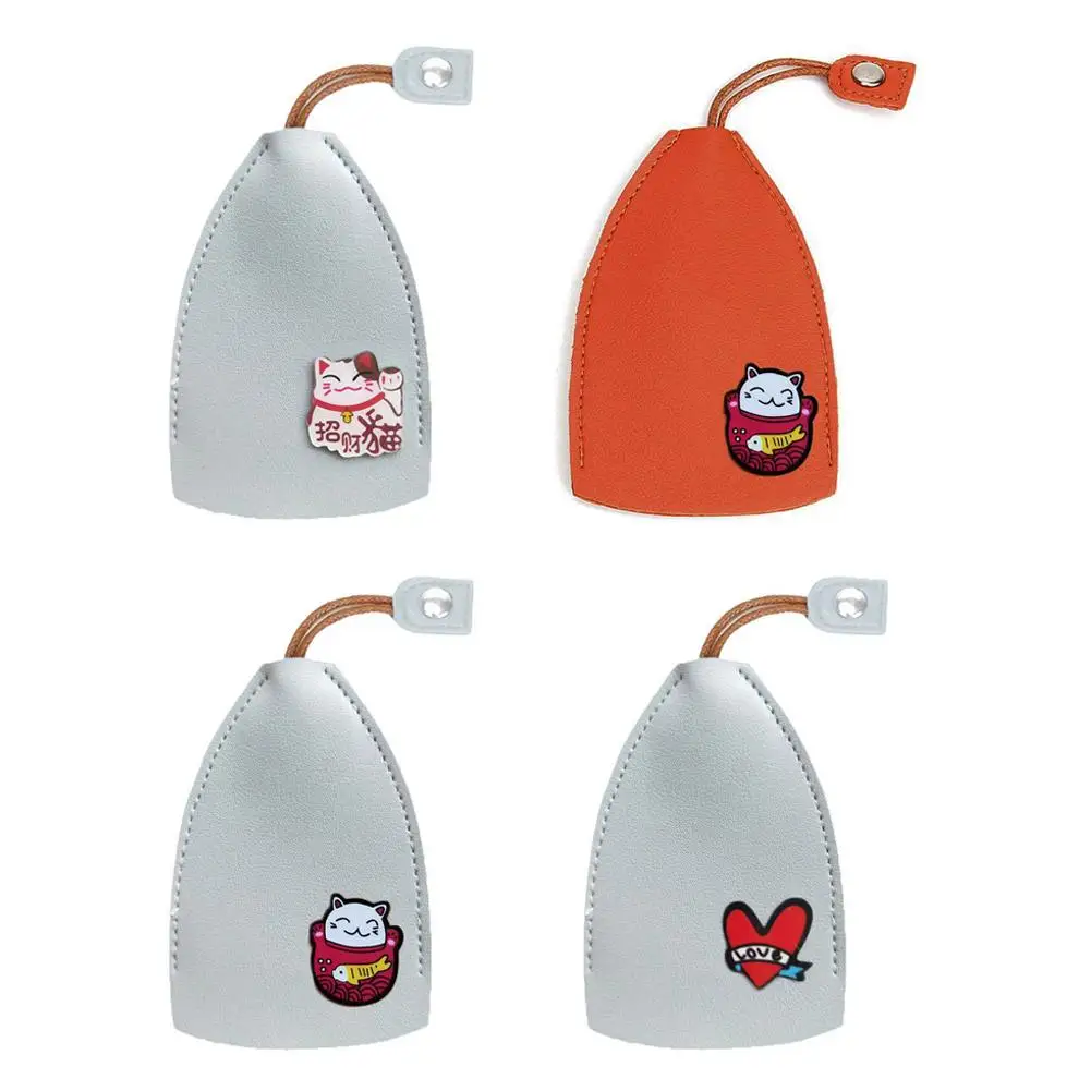 Pull Type Key Holder For Keys, Unisex Keychain Pouch, Cute Wallet, Mini Car Key Case, Desenhos animados, Coelho, Gato, Couro Key Box