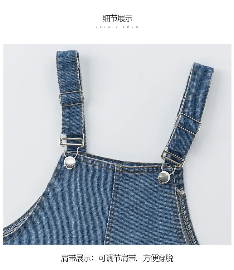 2024 Sommer Kinder Overalls Jeans für Mädchen Kinder Jeans Overall Taschen Herbst Teenager Dame Miss Hosenträger Hose 5 9 12 Jahre