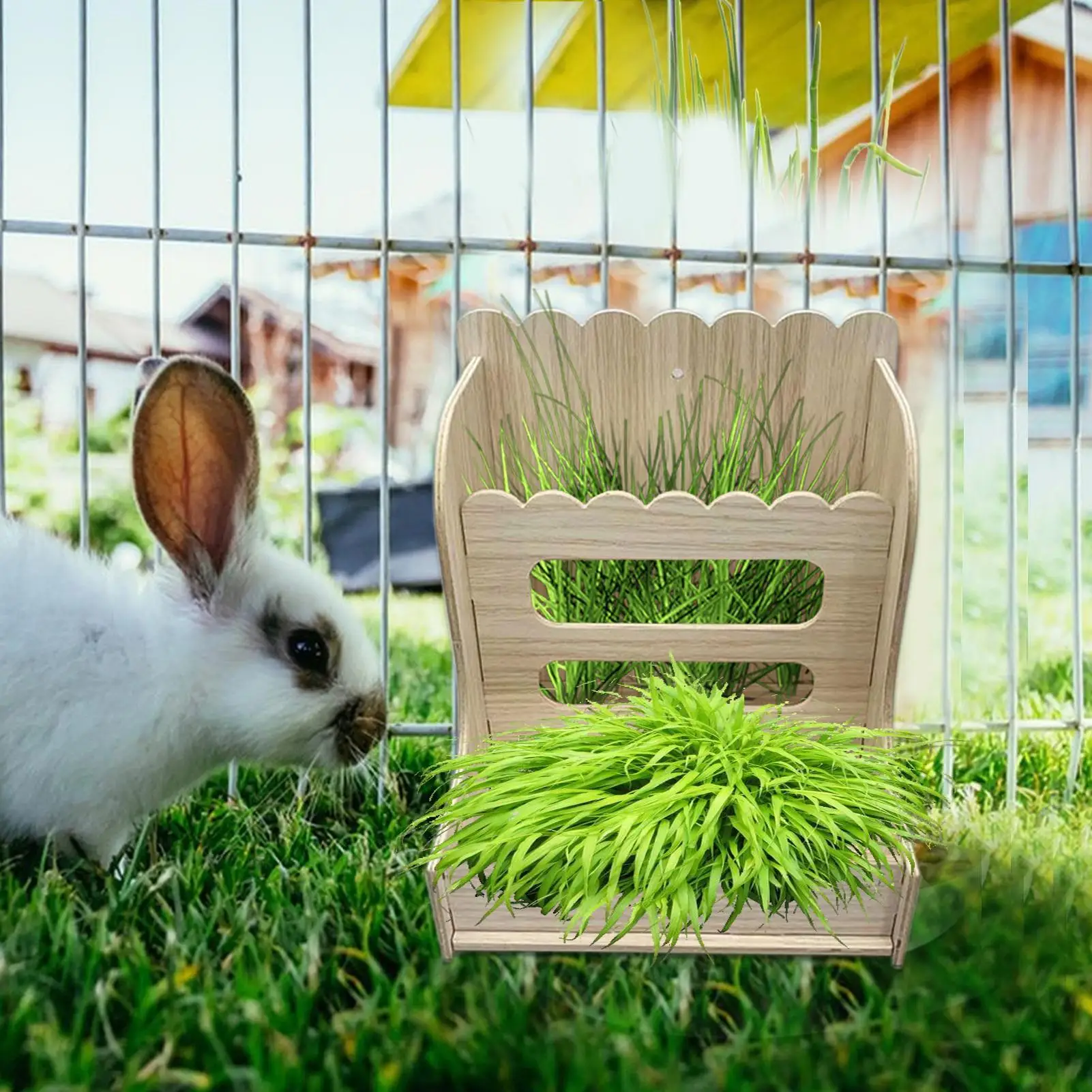 

Bunny Hay Feeder Bunny Grass Holder Feeding Hay Manager Anti-Waste Grass Food Feeding Rack For Habitat Cage Enclosure Hutch