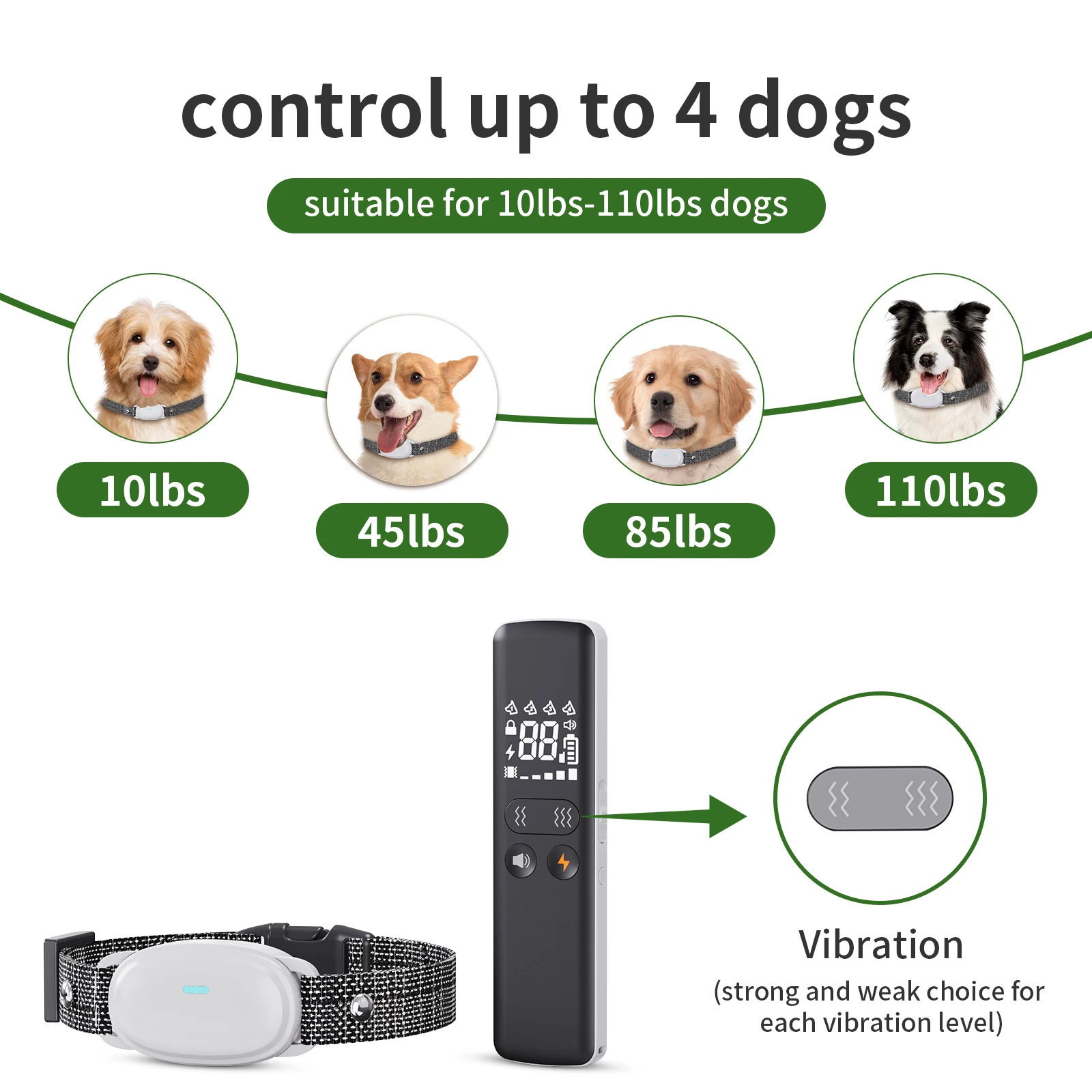 Anti bark shock waterproof electric anti bark dog training collar with control remote pet training & behavior products e collar