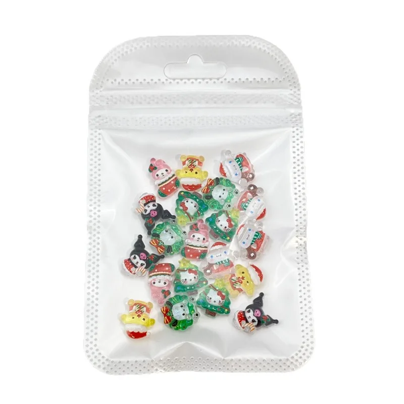 100 Stück/Packung Weihnachts-Nagelcharms - Niedliche KT Kitty Harz-Nagelkunst, Festliche DIY-Nageldekoration für Feiertags-Maniküren