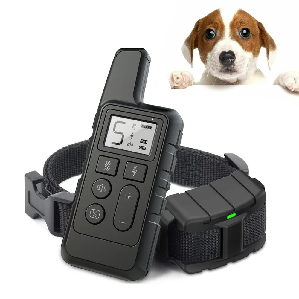 Dog Training Collar 500M Electric Shock sound Anti-Bark Remote Waterproof usb Rechargeable LCD dogs training adjustable Kewpie T