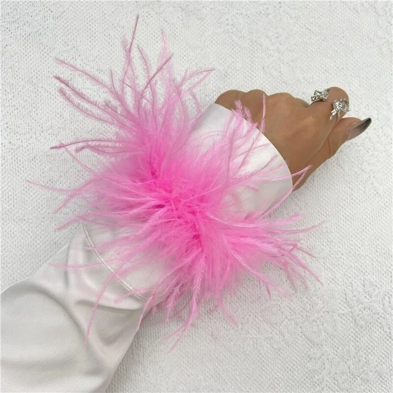 Ostrich Feathers Cuff Bracelet for Women Accessories Fashion Jewellery Bracelets Bridesmaid Gift Jewelry Feathers Cuff Anklet