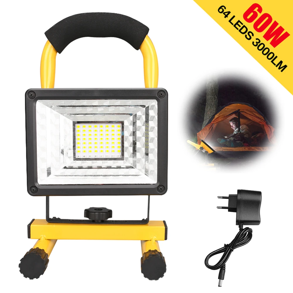 100W COB Rechargeable LED Work Lights 5000LM Waterproof Portable Flood Light with Stand for Outdoor Camping Hiking Garage Repair