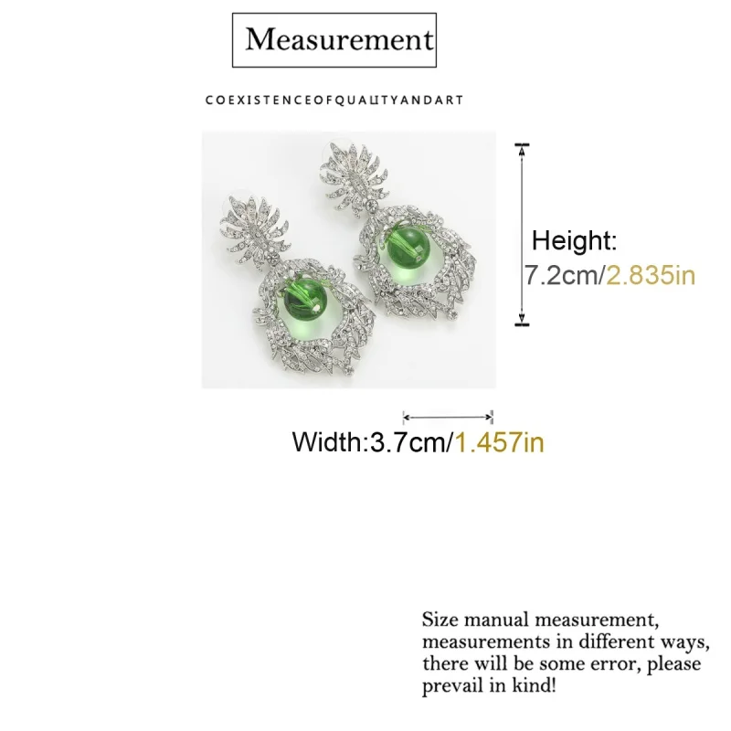Statement Large Green Earrings Luxury For Woman Cubic Zircon Silver Color Luxury Quality Jewelry Designer Stone Antique 2025 New