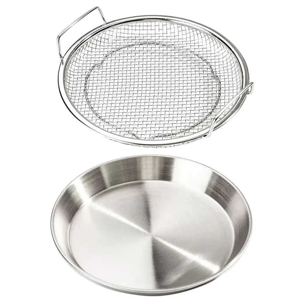 

Stainless Steel Fried Food Serving Plate Multi-Use Snack Tray Oil Splatter Guard Frying Filter Kitchen Fruit Dessert