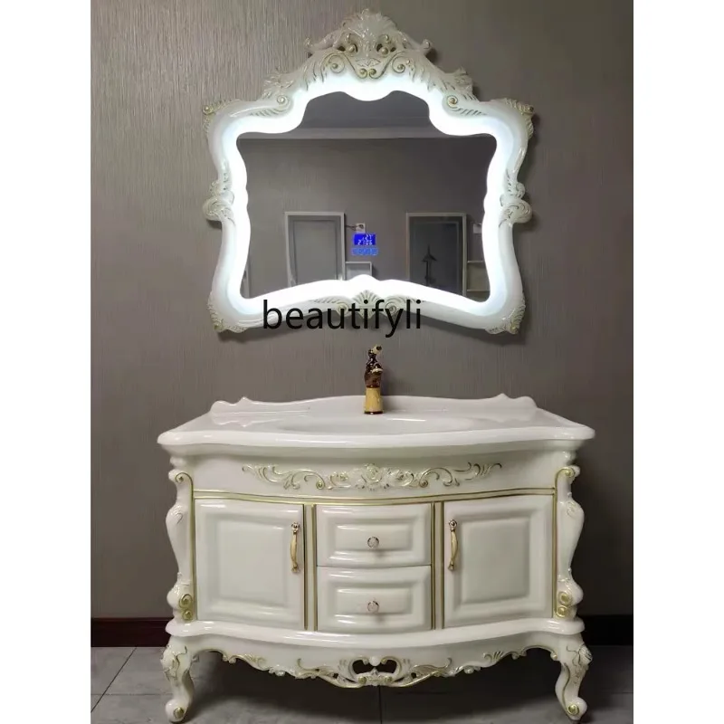 European-Style Bathroom Cabinet Assembled Cabinet Bathroom Washbasin Cabinet Wash Basin Washstand Floor-Standing