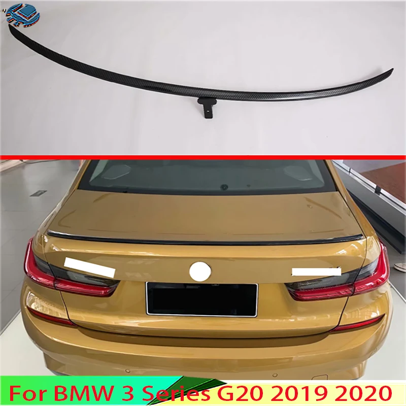 For BMW 3 Series G20 2019 2020 Carbon fiber style Rear Spoiler Cover Trim Molding Garnish Bezel Styling