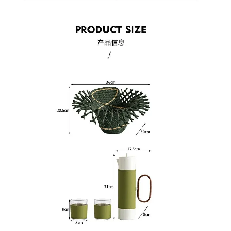 Nordic ins wind straight leather vase living room light luxury high-end woven decoration flower ware soft